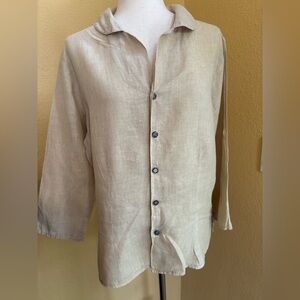 CP Shades Beige Linen Blouse. Medium